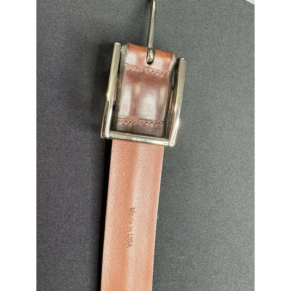 Allen Edmonds Mens Belt 107/42 Walnut Leather Solid Brass Buckle USA 67507